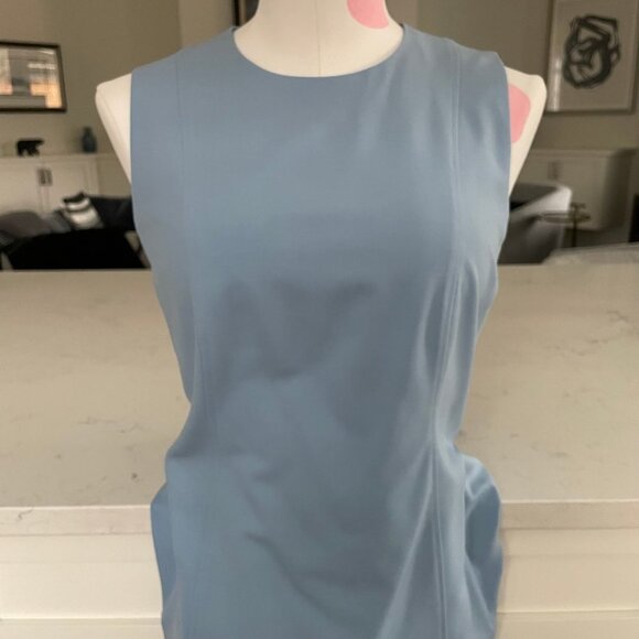 Theory Helaina Slvless Round Nk A-Line Virgin Wool Lined Dress Blue Sz 4 NWOT - Picture 2 of 12